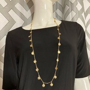 Long link vintage gold necklace with coins